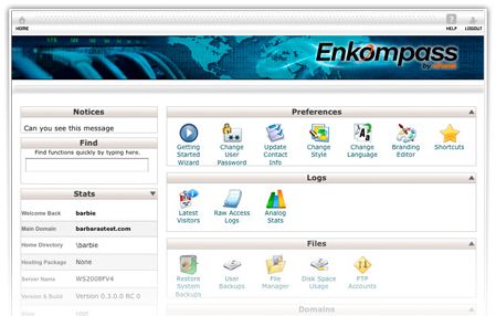 enkompass Windows cPanel screenshot